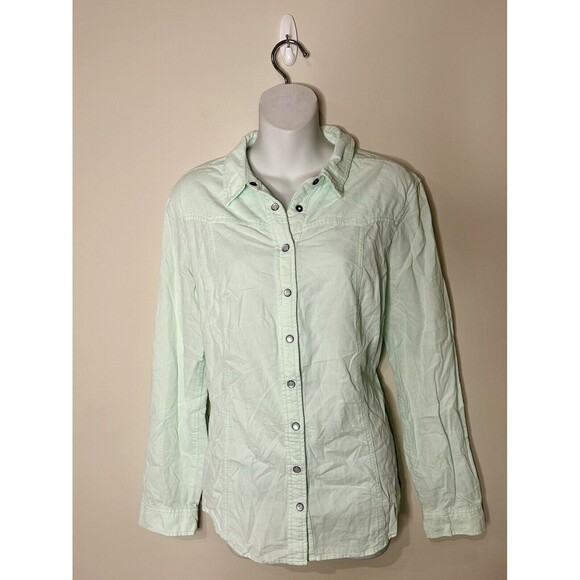 Anthropologie Holding Horses Green Long Sleeve Button Down Snap Shirt Sz 10 EUC! - Picture 2 of 5